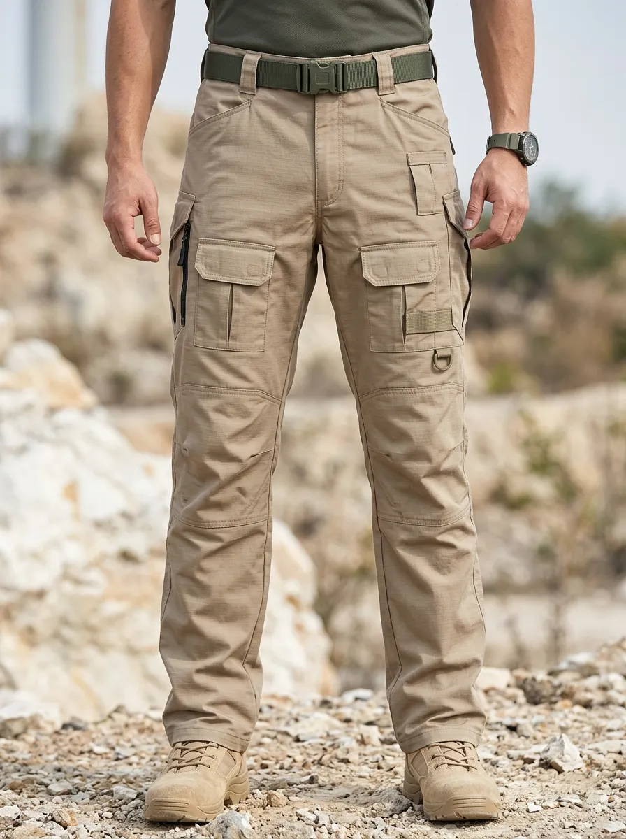 Men's Streamlined Pocketed Multi-Pocket Waterproof Tactical Cargo Pants