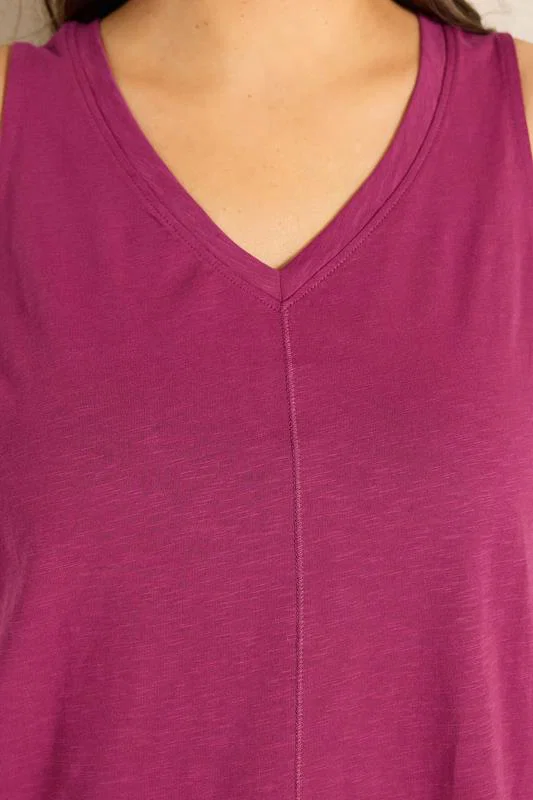 Berry Red Premium Cotton Vest Top detail 3