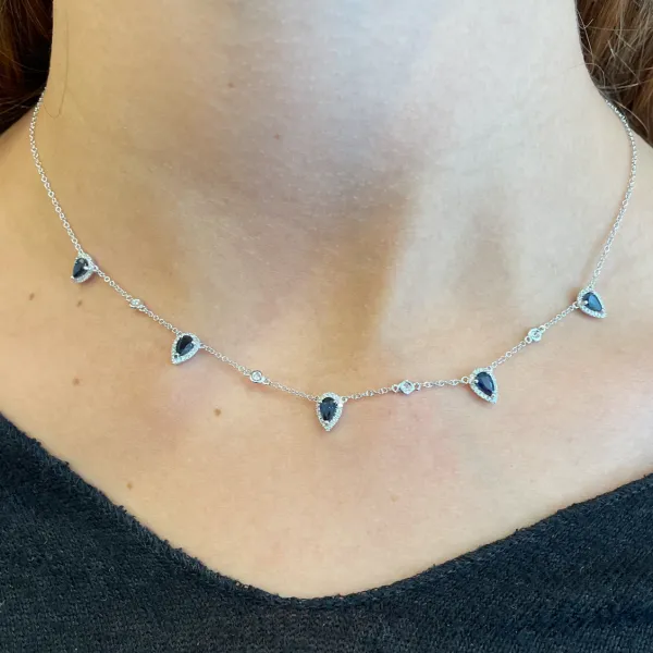 Clean Line Diamond Sapphire Necklace