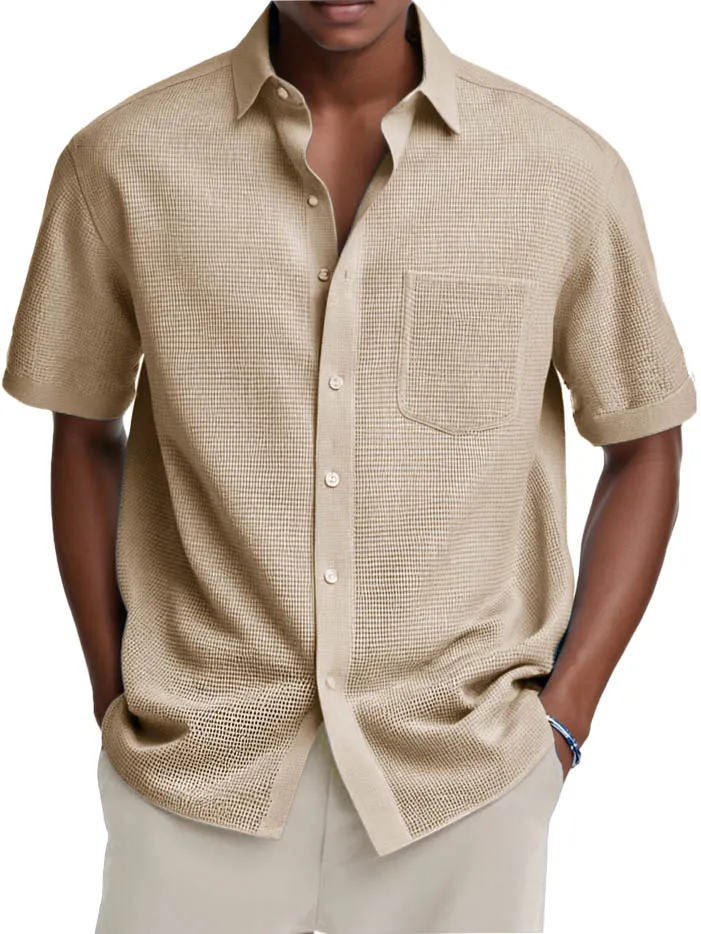 Everyday Textured Knit Pocket Shirt