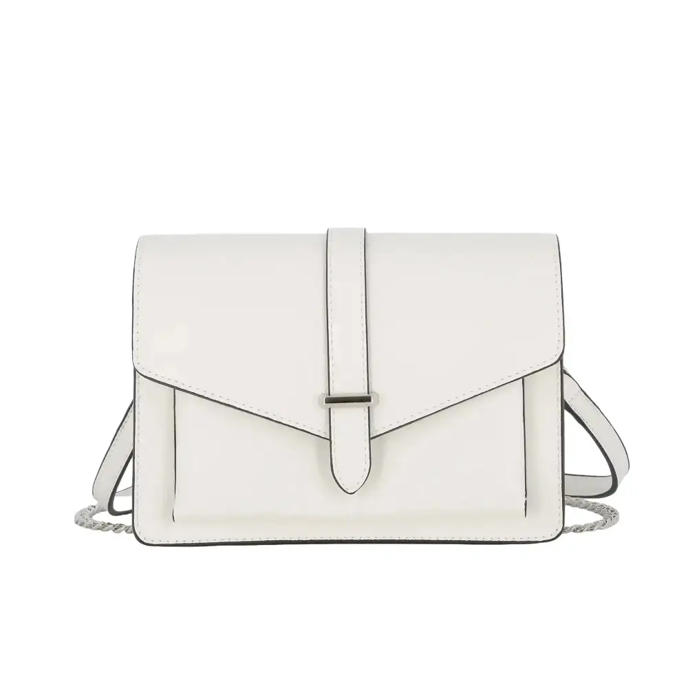 Polished Faux Leather Chain Strap Compact Crossbody Bag