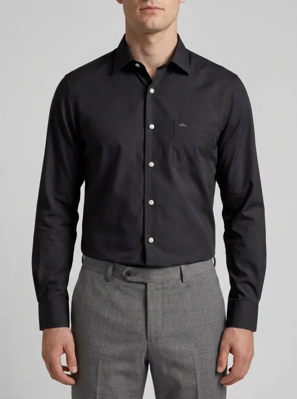Men's Non-Iron Cotton Light Blue Pocket Dress Shirt