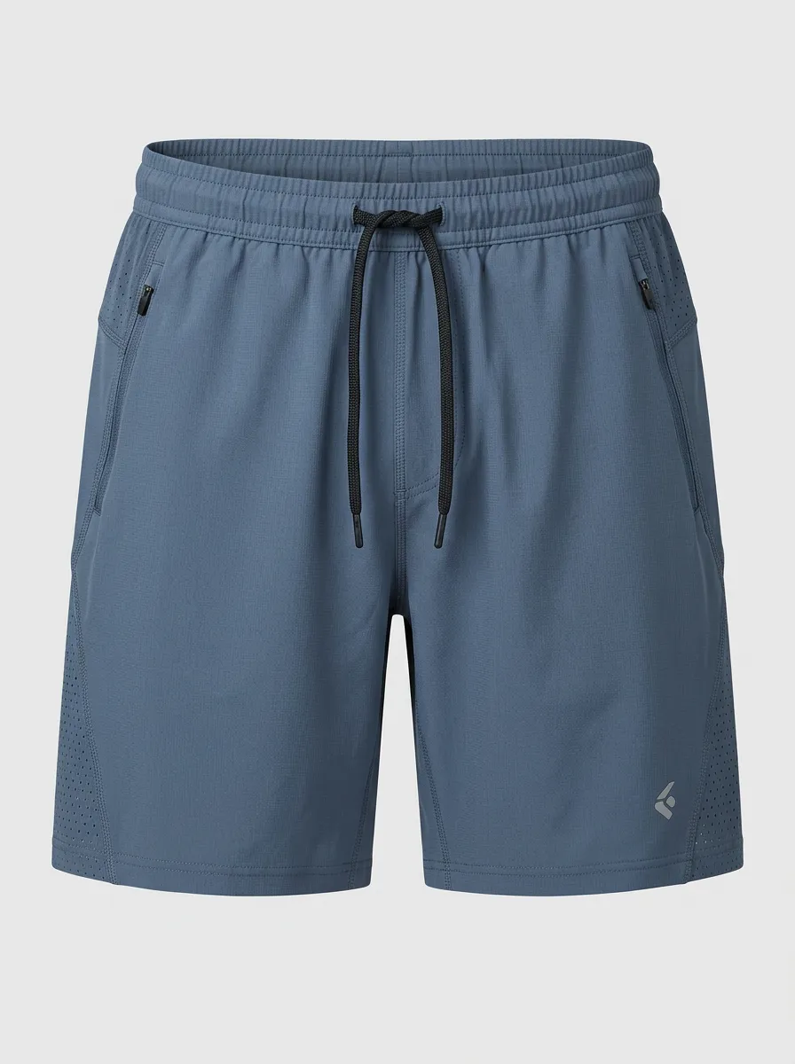 Men's Breathable Athletic Drawstring Perforated Sports Shorts