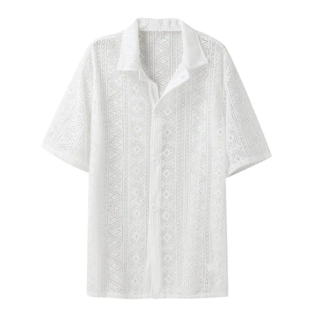 Graceful Crochet Button Front Blouse