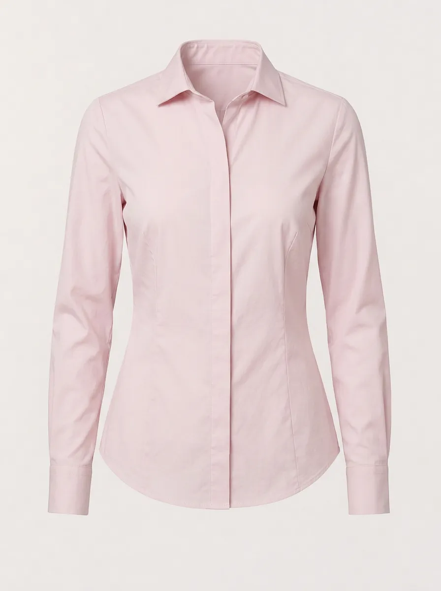 Women's Casual Pink Solid Color Long Sleeve Button Down Shirt
