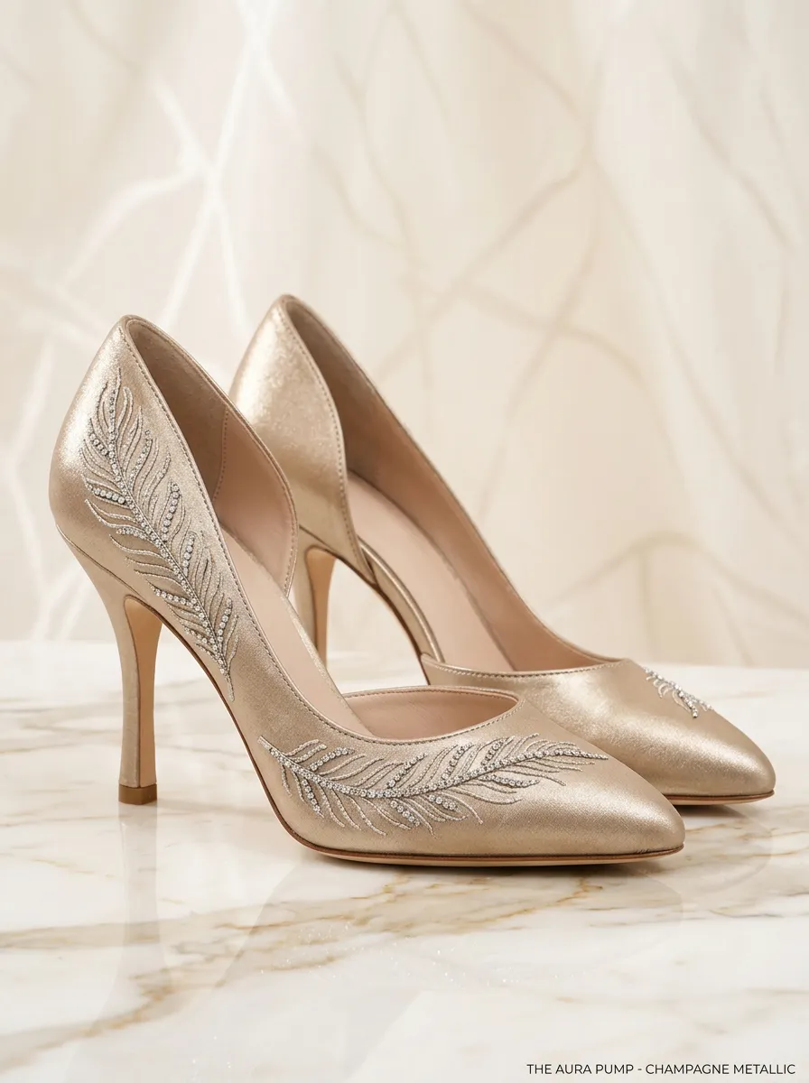 Rhinestone Bridal-Inspired Metallic-Look Women's Formal High Heels