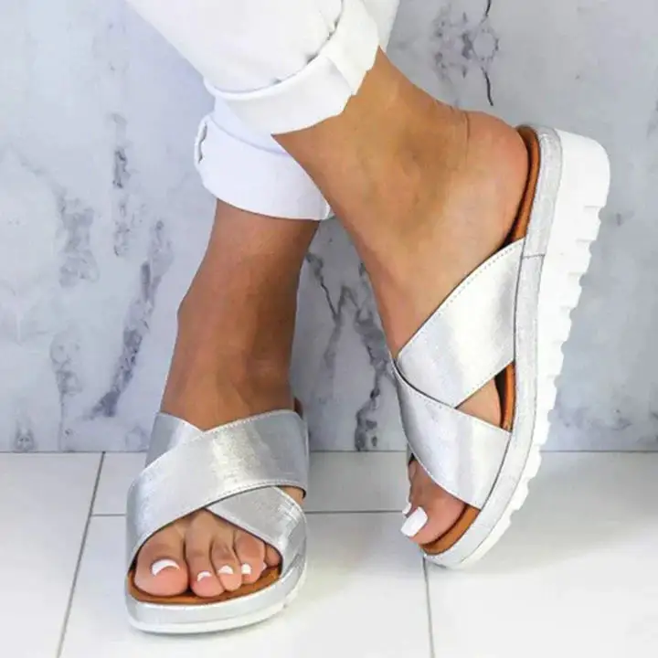  Cross Strap Slip On Sandals Apparel