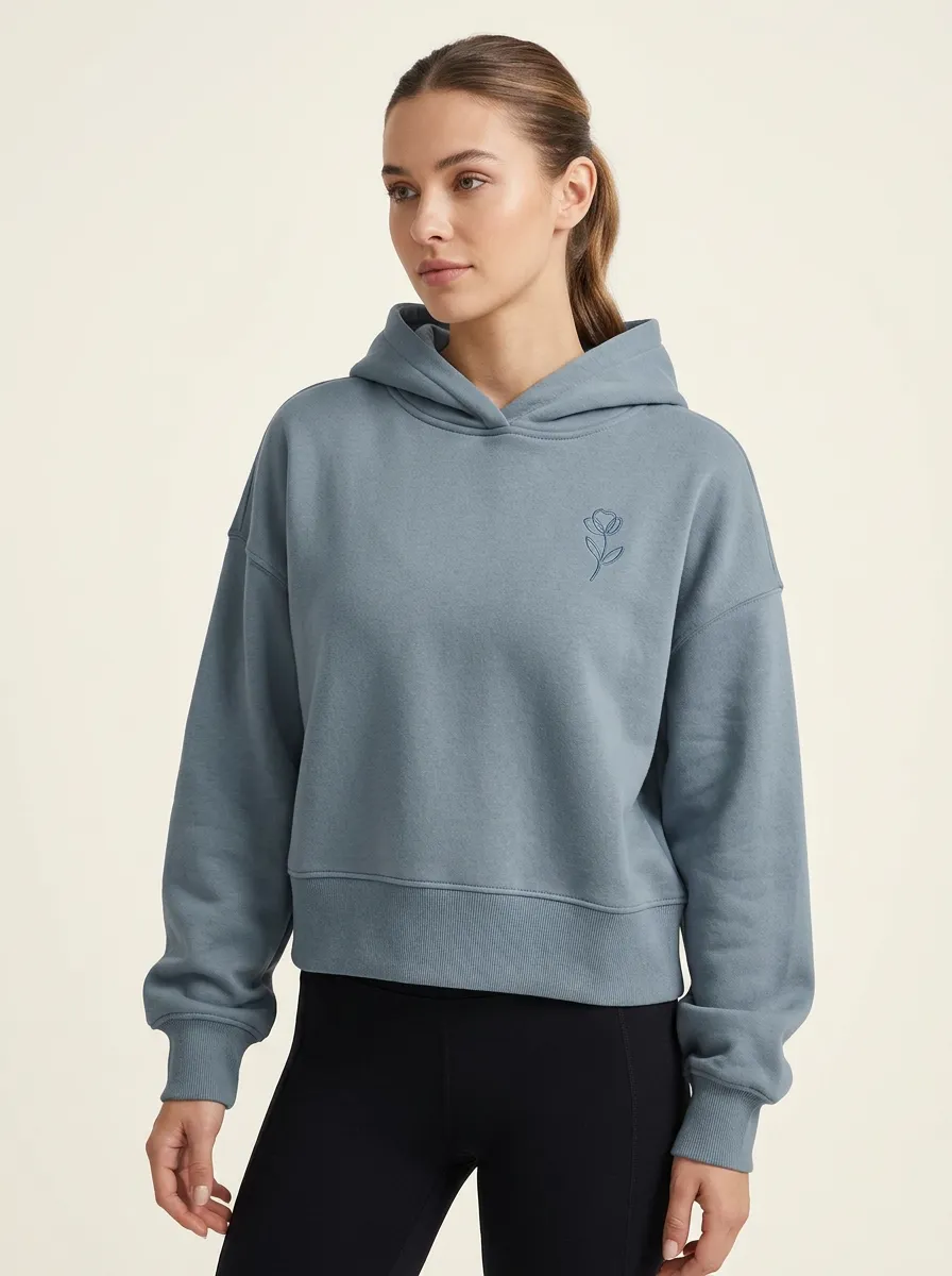 Women's Casual Minimalist Flower Line Art Printed Hoodie