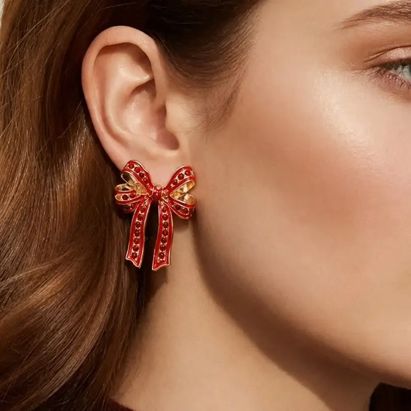 Charming Rhinestone Bow arrings