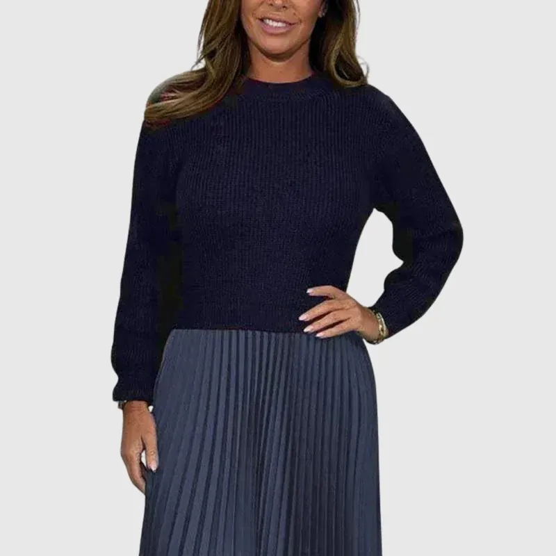 Maxi Dress With Sweater & Pleated Skirt