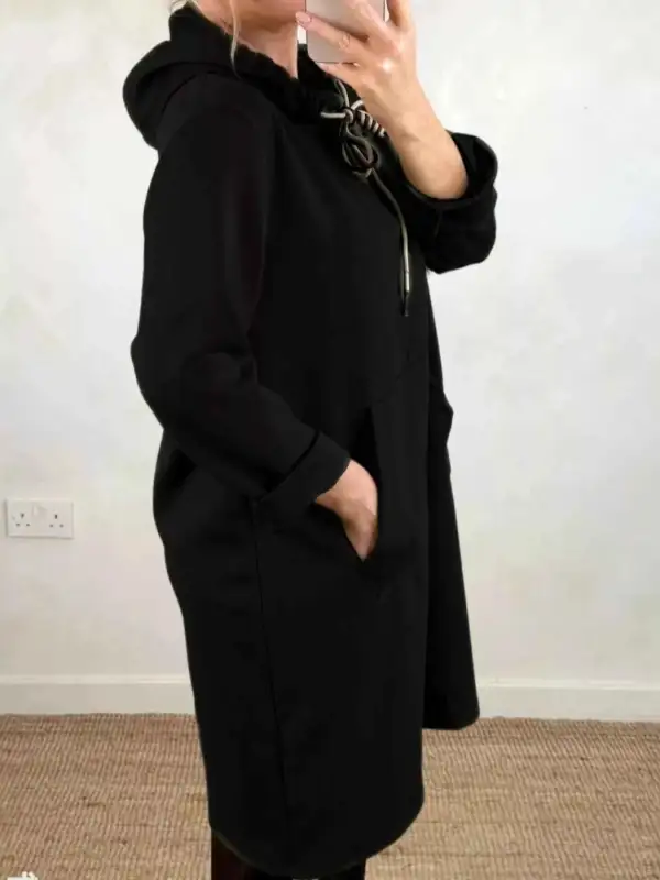Plus Size Casual Drawstring Hooded Sweatshirt Dress