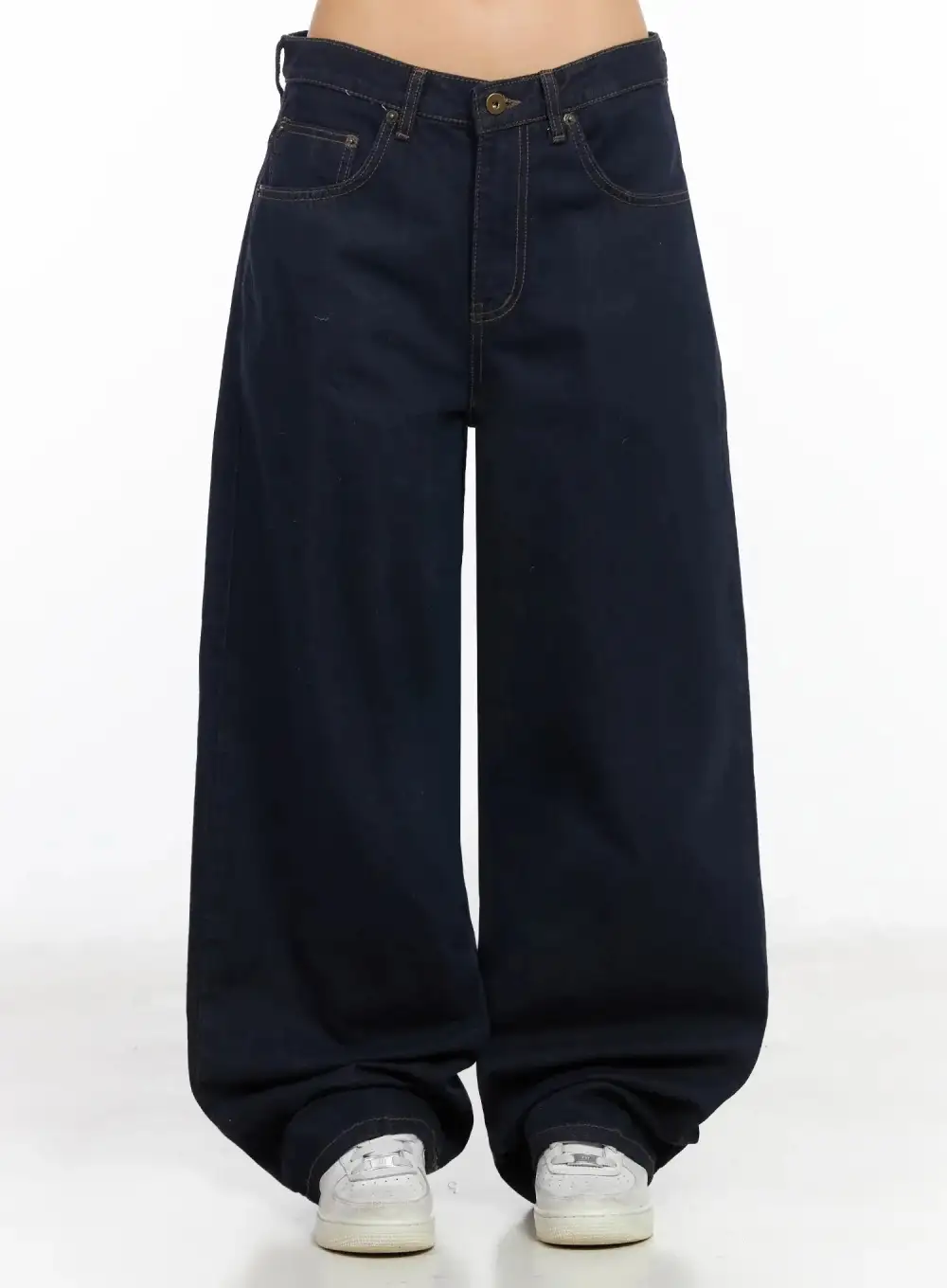 Dark-Wash No-Fade Baggy Jeans