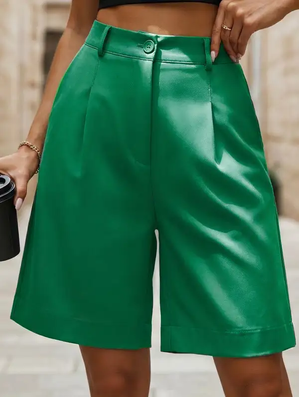 High-Waist Wide-Leg Suit Shorts