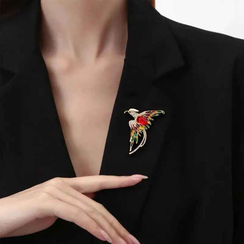 Phoenix Tail Rhinestone Brooch