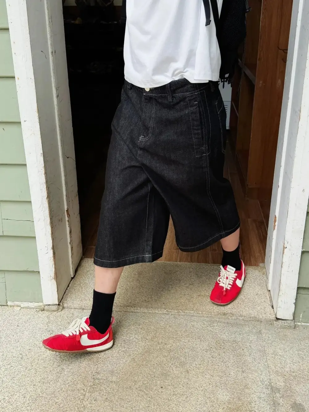 Washed Straight Leg Shorts