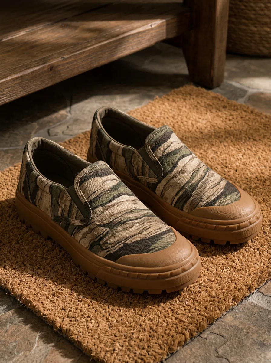 Men's Tiger Stripe Camo Pattern Printed Canvas Shoes