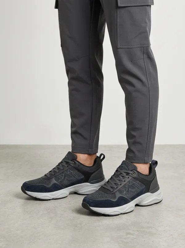 Men's Navy Geometric Mountain Athletic Sneakers