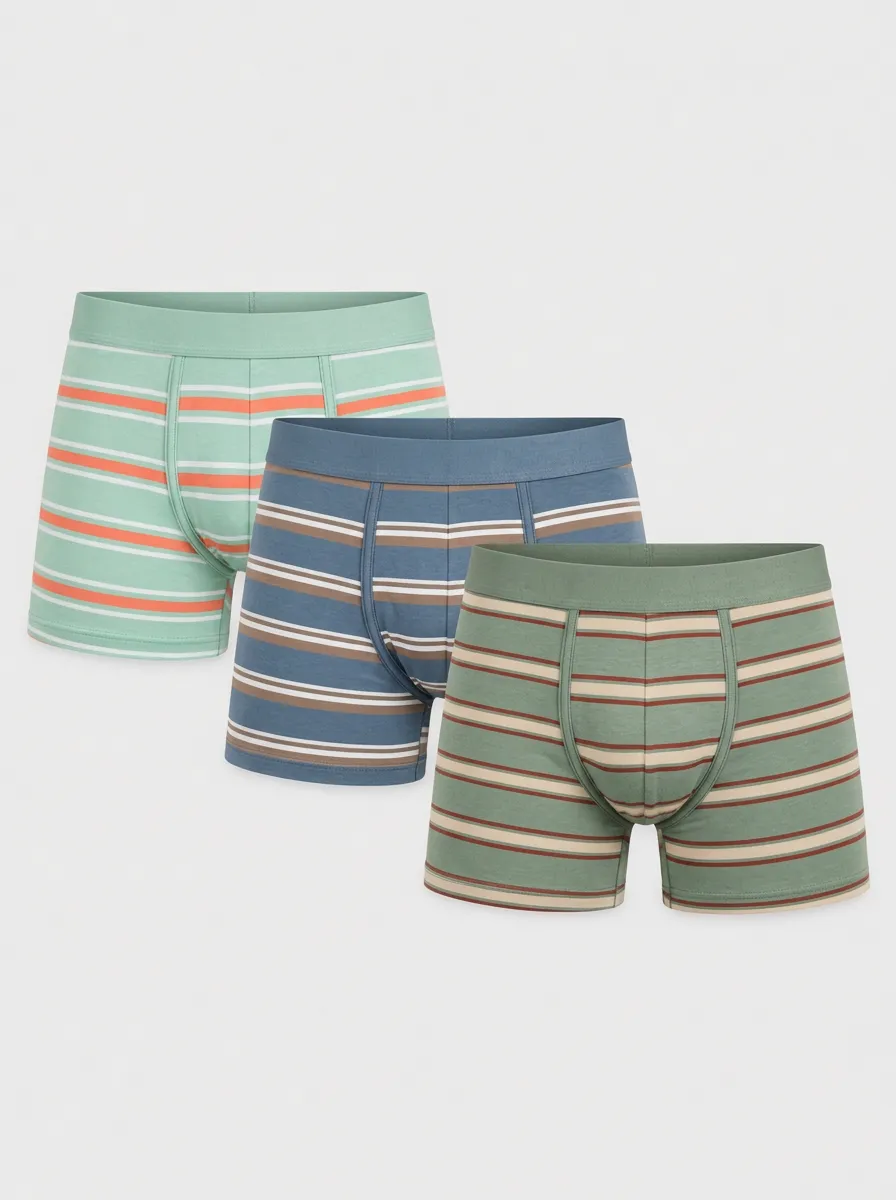 Men's Multicolor Striped Boxer Briefs - Three Pack 3-Pack