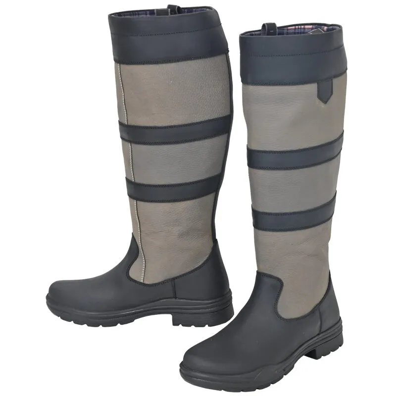 Refined Side Zip Rubber Sole Tall Riding Boots
