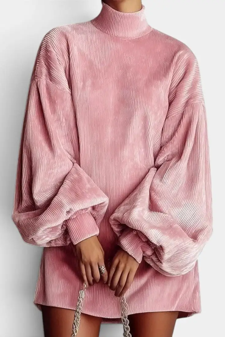 Corduroy-Velvet Mini Dress