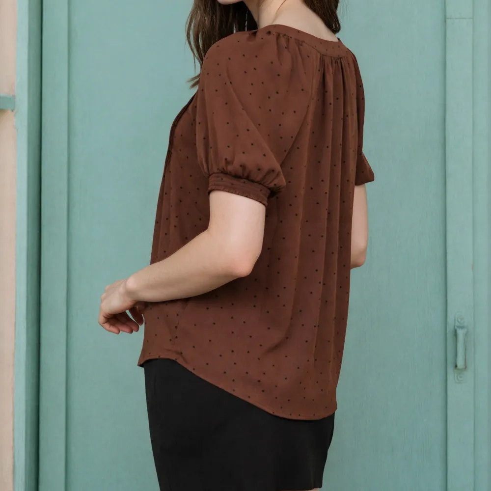 Pintuck Polka Dot Top