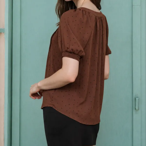 Pintuck Polka Dot Top