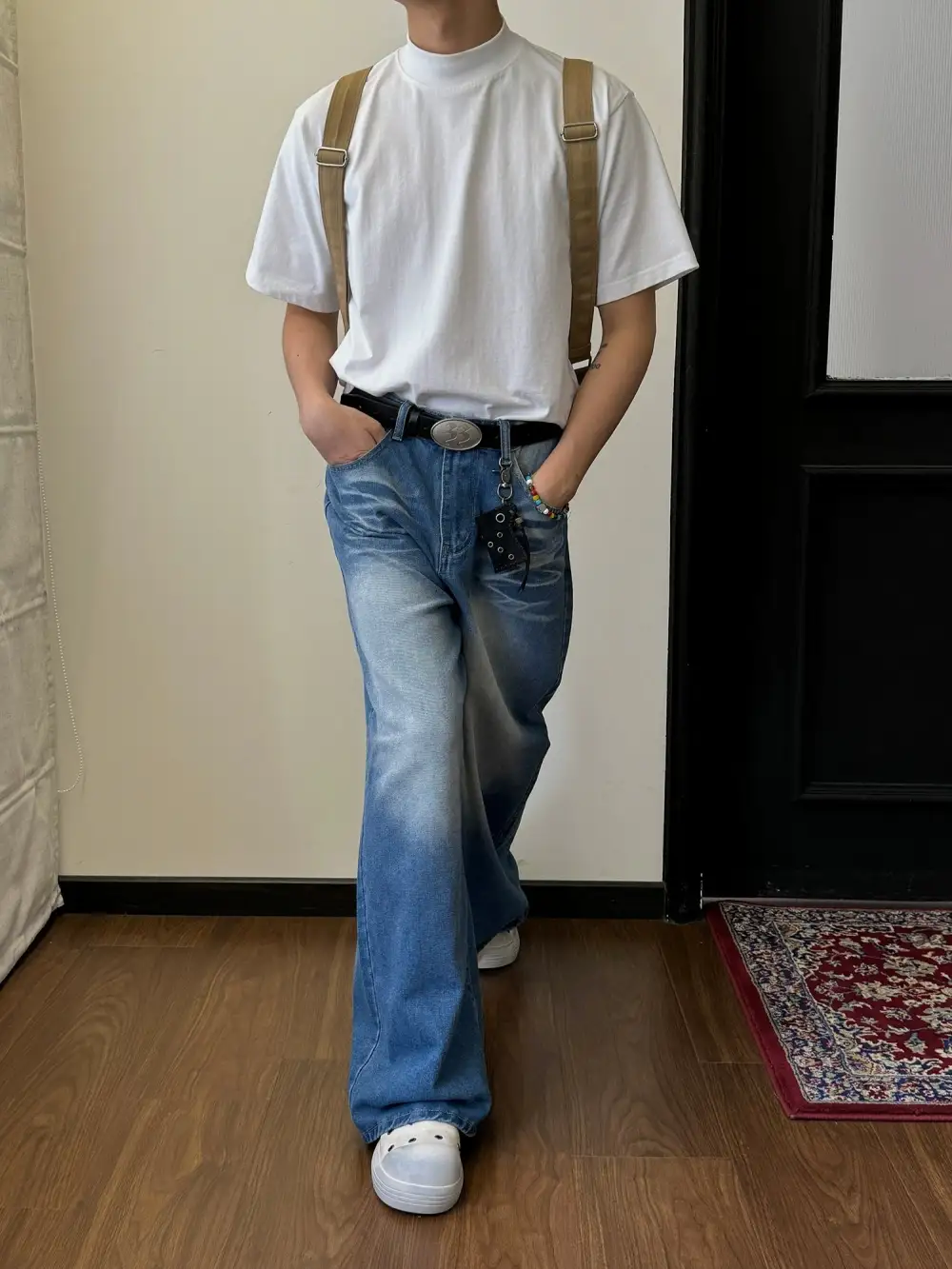 Faded Spots Whiskers Jeans
