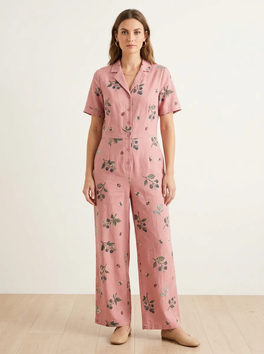 Women's Graphic Short-Sleeve Jumpsuit