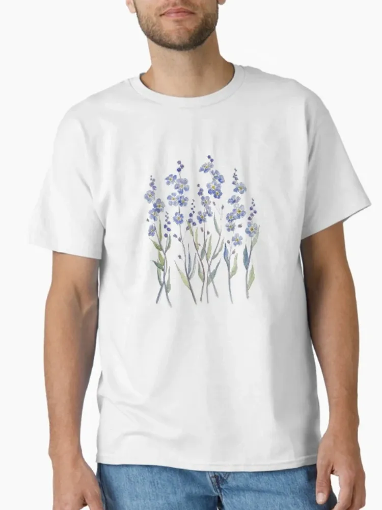 Women's Casual Watercolor Floral Print Crew Neck Short-Sleeve T-Shirt
