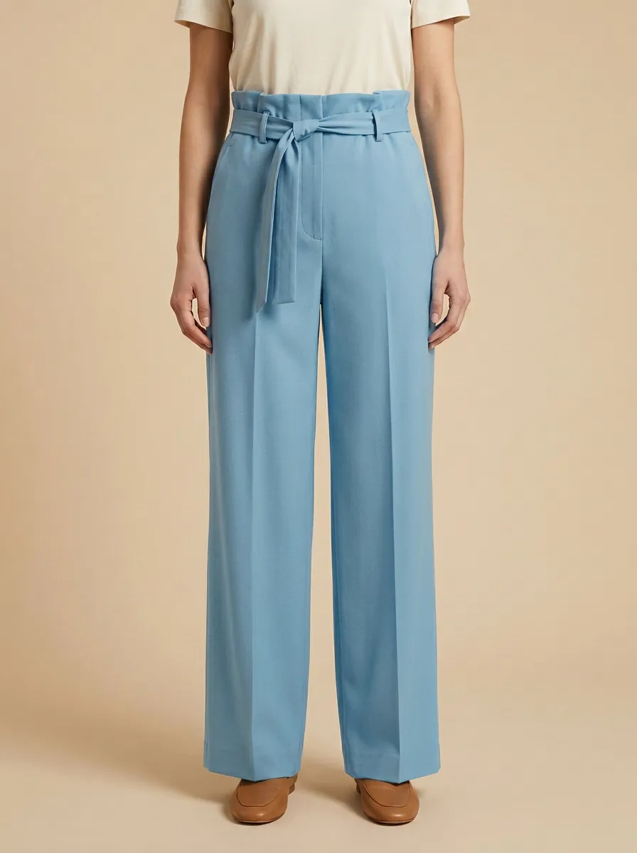 Versatile Belted High Rise Wide Leg Pants