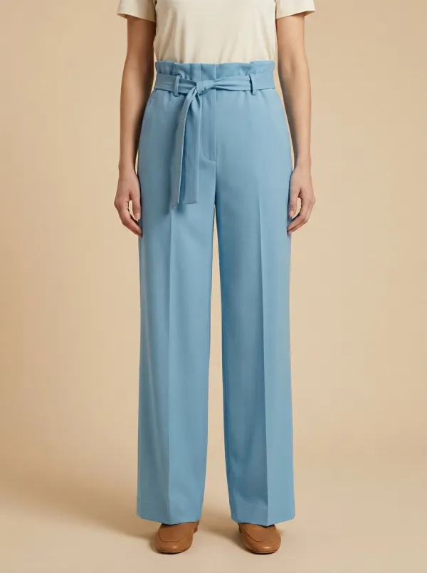 Versatile Belted High Rise Wide Leg Pants