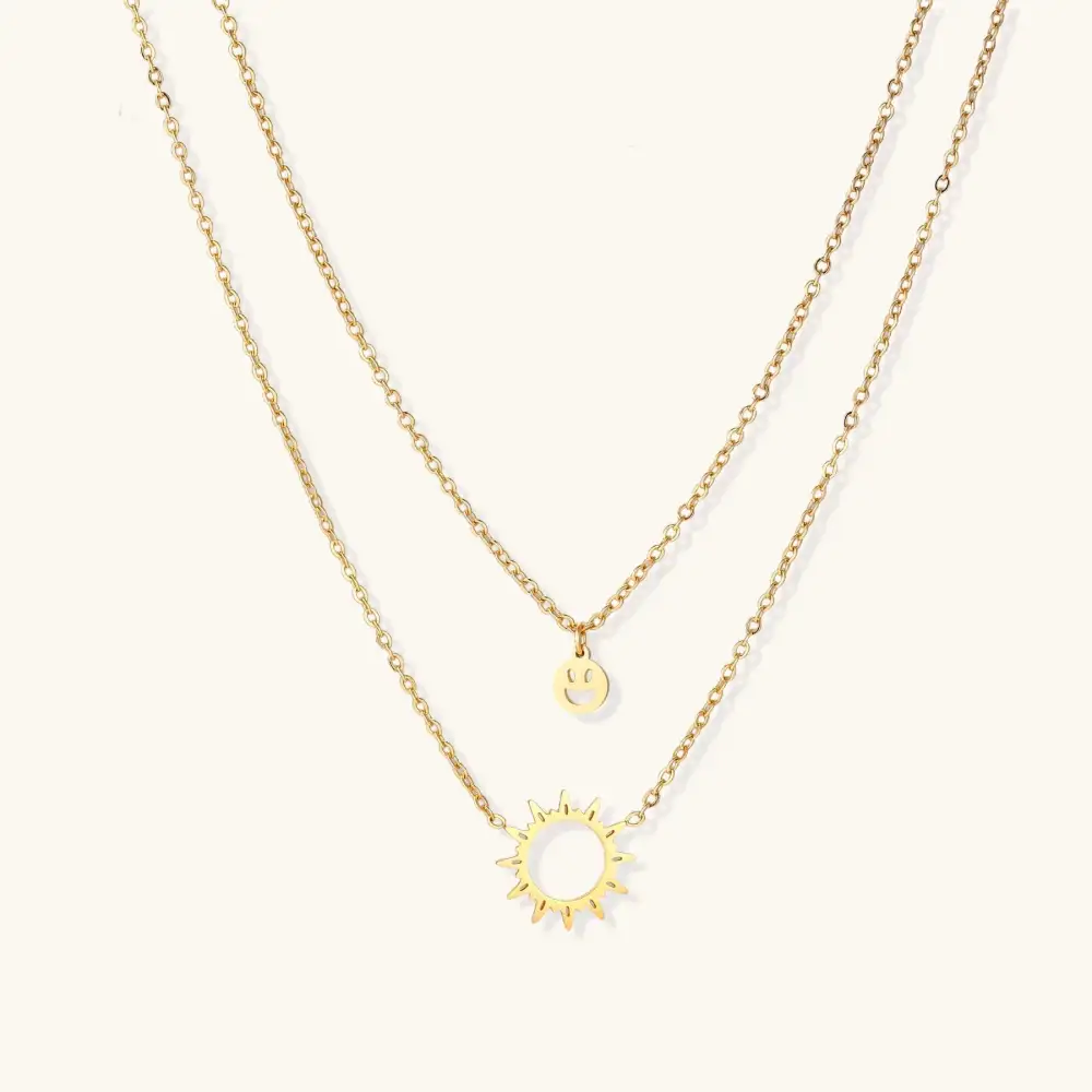 Sunshine Smiley Layered Necklace