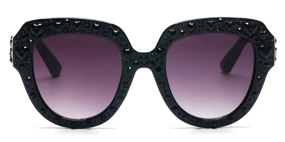 Round Cateye Rhinestone Sunglasses