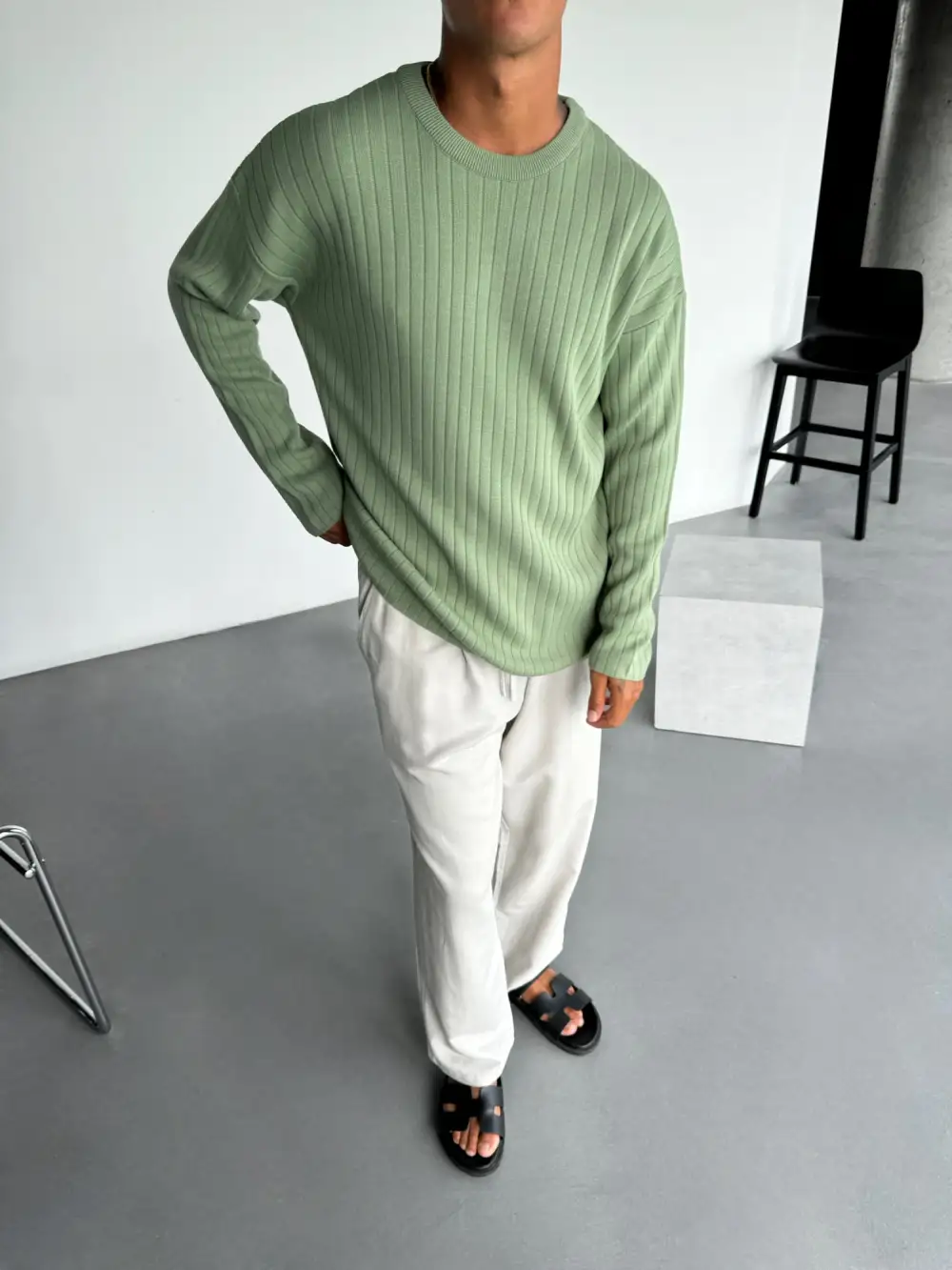 Athletic Relaxed Knit Sweatshirt
