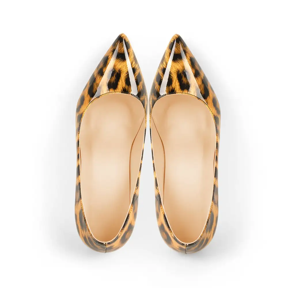 Leopard Pattern Pointed Toe Chunky Heel Pumps