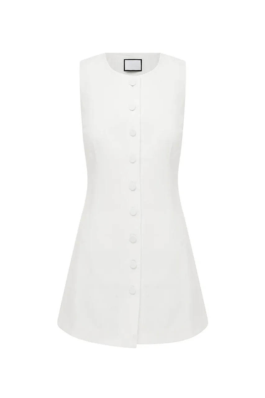Button Front Sleeveless Mini Dress