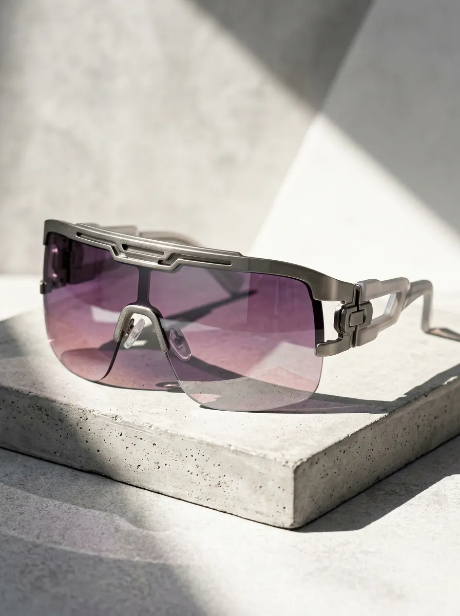 Unisex Cyberpunk Futuristic Shield Gradient Lens Sunglasses