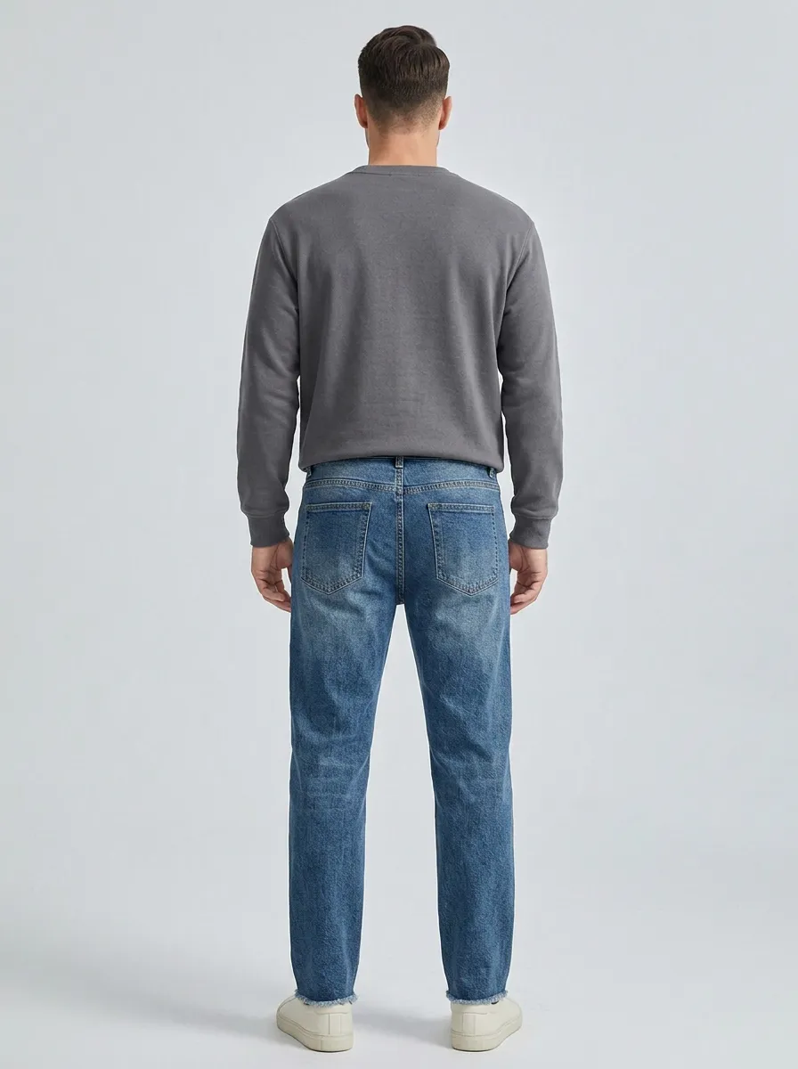 Men's Casual Fashion A3 Logo Printed Straight Leg Jeans
