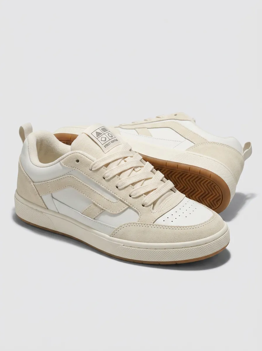 Women's Street Heritage Beige Suede Printed Sneakers