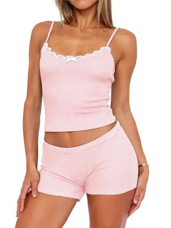 Contrast Trim Cami and Shorts Set