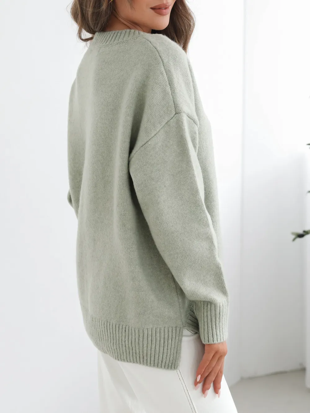 Casual Style Crew Neck Knit