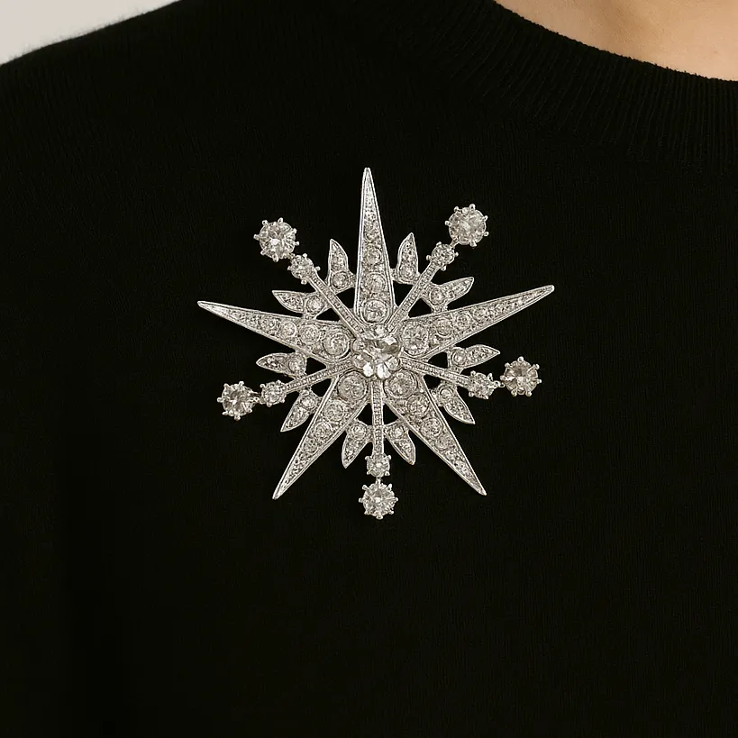 Polished Steel Clothing Brooch