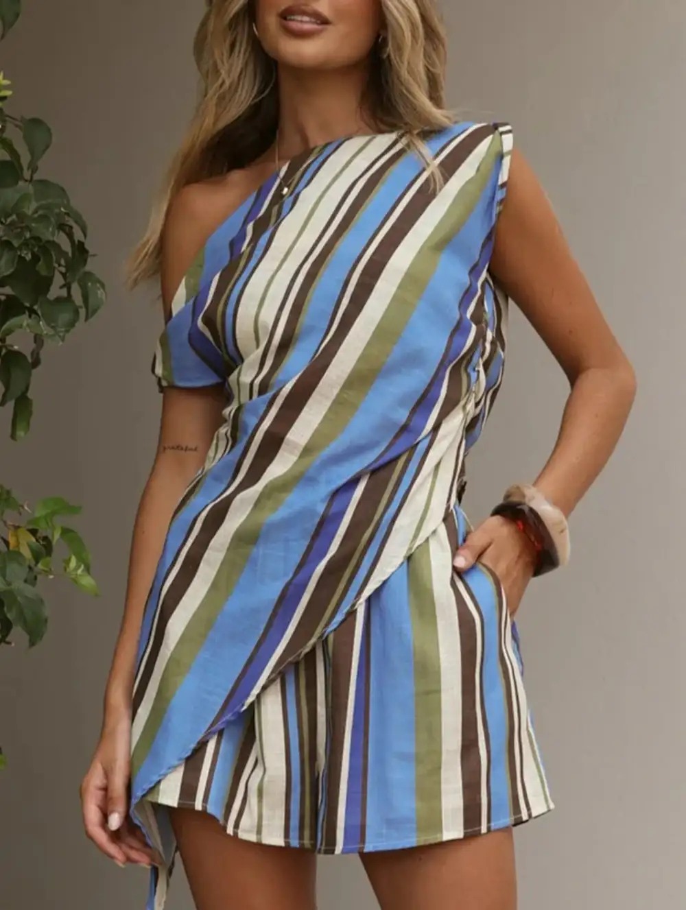 One Shoulder Top Set