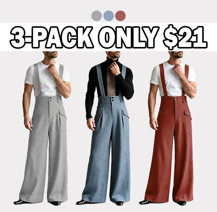 Men's Vintage Suspender Overalls High-Waisted Palazzo Jumpsuits