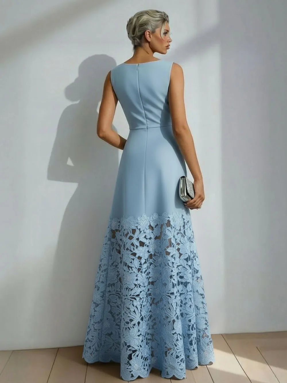 Lace Boat Neck Sleeveless Maxi Dress