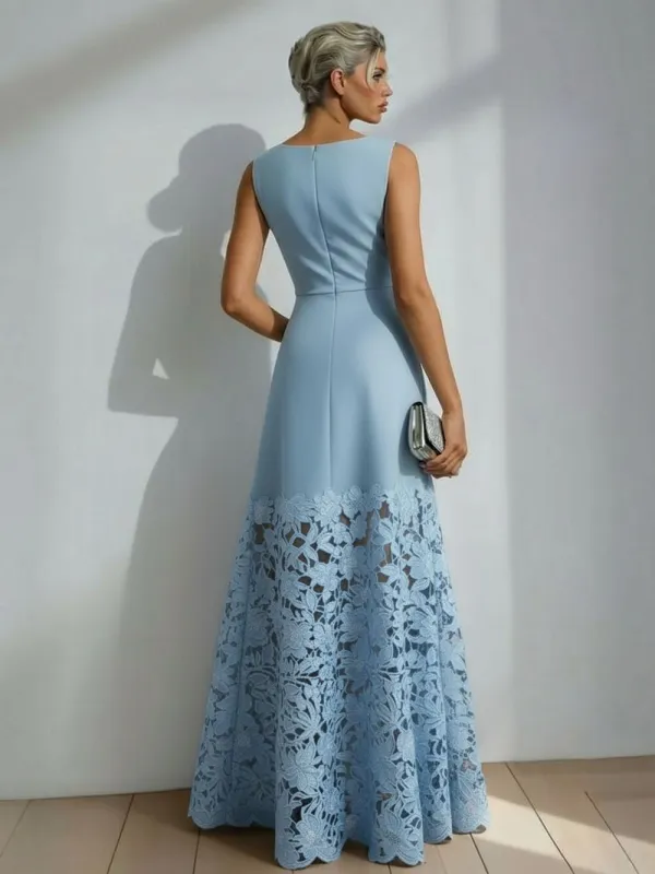 Lace Boat Neck Sleeveless Maxi Dress