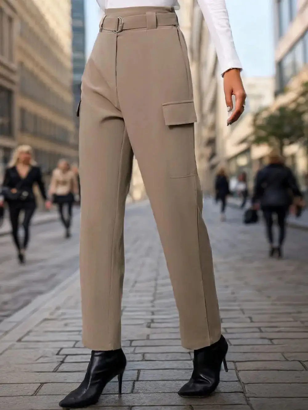 High Waist Straight Leg Casual Everyday Pants