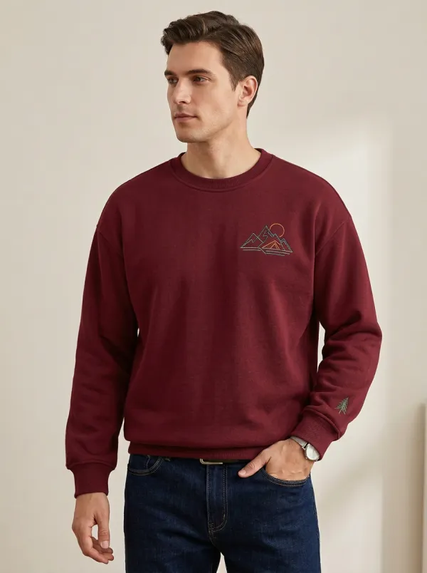 Men's Charcoal Grey Outdoor Camping Mountain Sun Fleece Sweatshirt