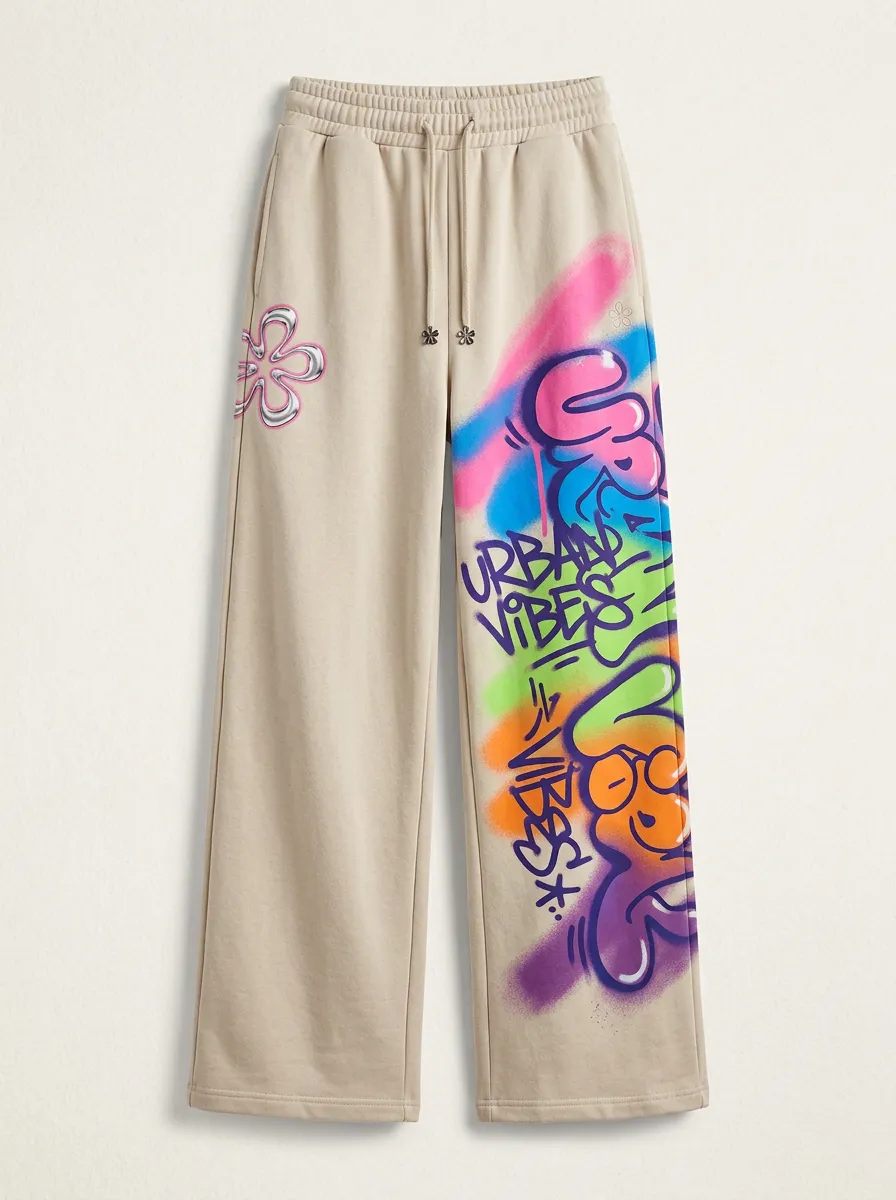 Women's Streetwear Urban Vibes Graffiti Flower Printed Sweatpants