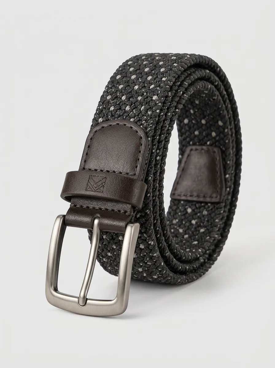 Men's Performance Casual Grey Stretch Woven Belt